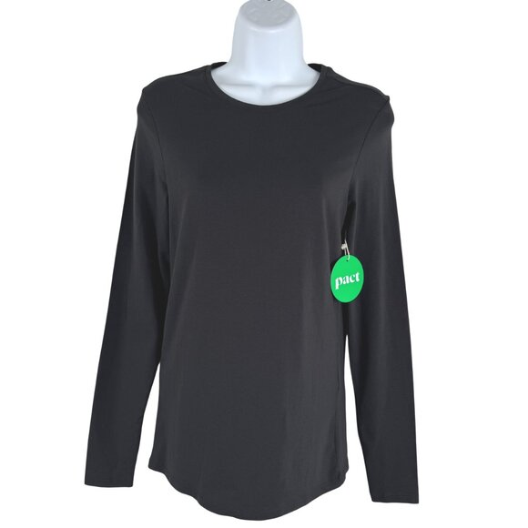 Pact Tee Shirt Top Small Long Sleeve Black Organic Cotton Blend NWT TP-3597 - Picture 1 of 7